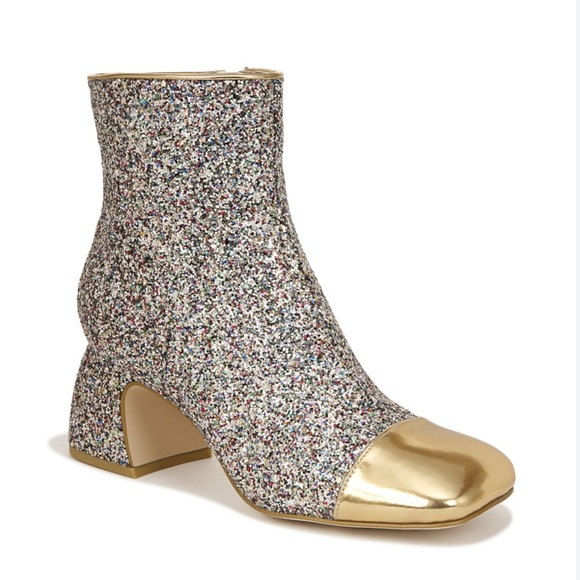 Circus NY By Sam Edleman Multicolored Sequin Gold Toe Block Heal Ankle Boot-6.5 - Picture 1 of 8